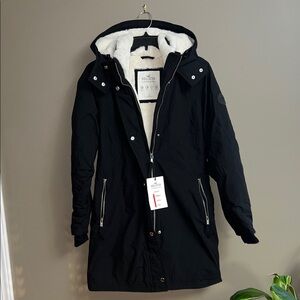 Hollister Black Parka with White Fleece Lining